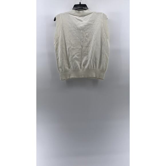 PAMPELONE Women's White Solid Knit V-Neck Sleeveless Sweater Vest SZ M/L - Picture 2 of 9